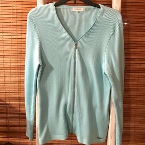 Teal Calvin Klein Zip-Up Cardigan